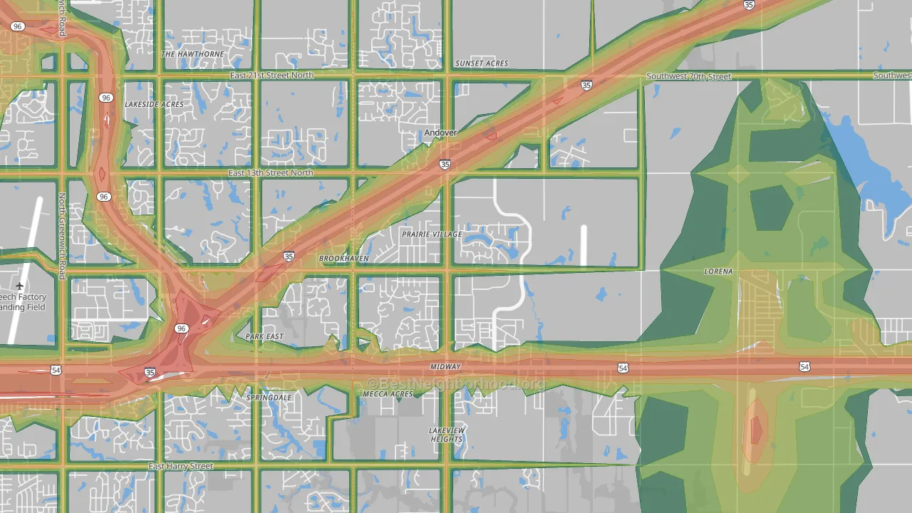 67002, KS Map of Noise Levels in 67002