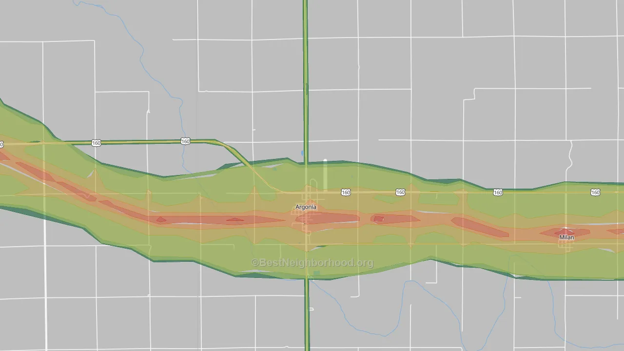 67004, KS Map of Noise Levels in 67004