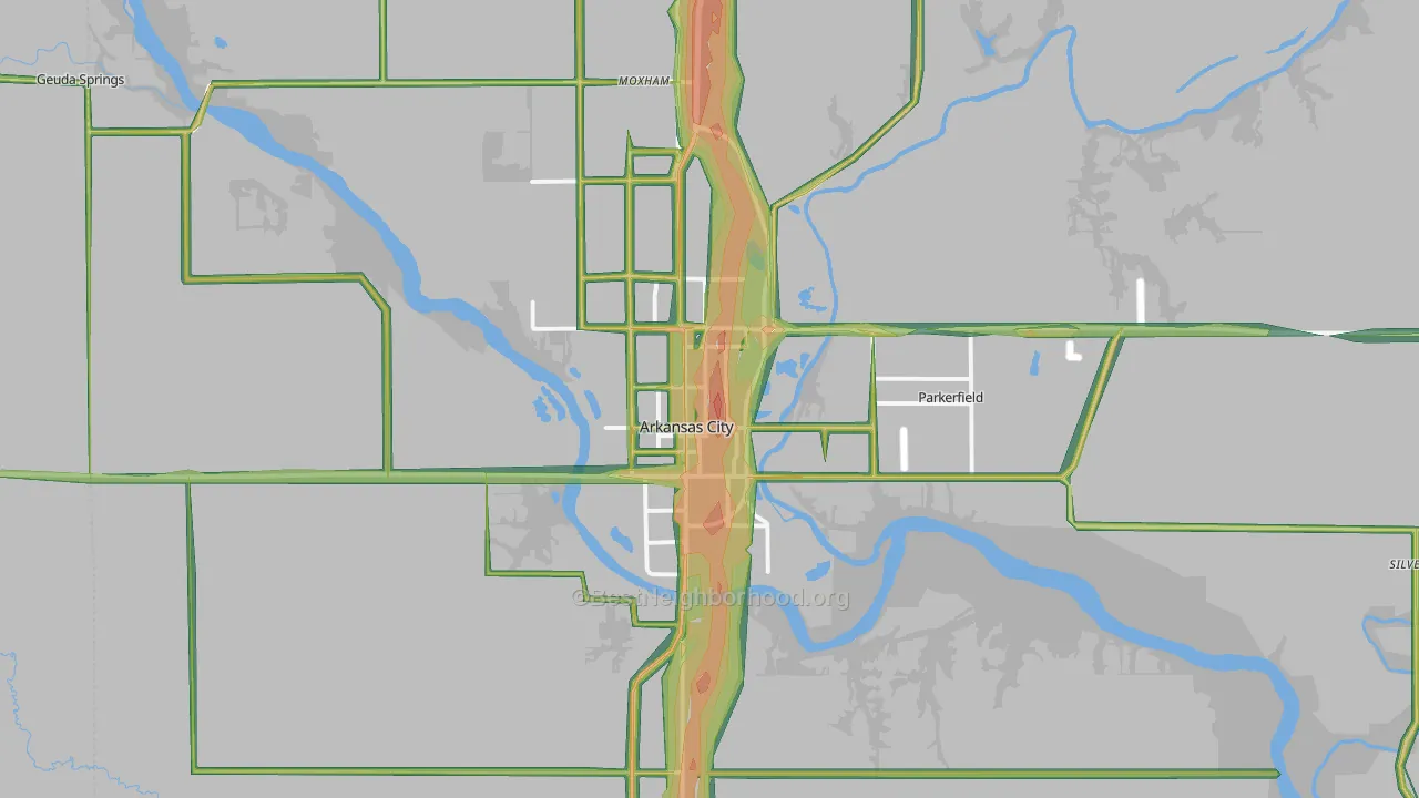 67005, KS Map of Noise Levels in 67005