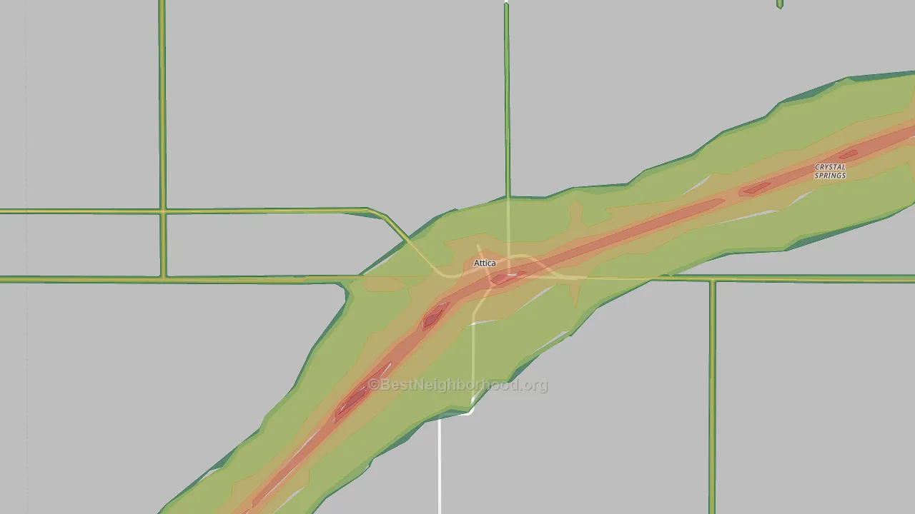 67009, KS Map of Noise Levels in 67009