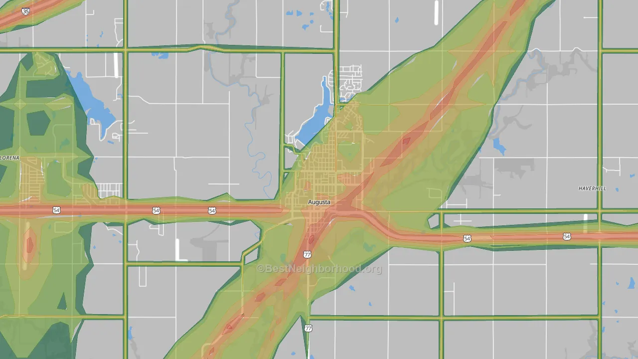 67010, KS Map of Noise Levels in 67010