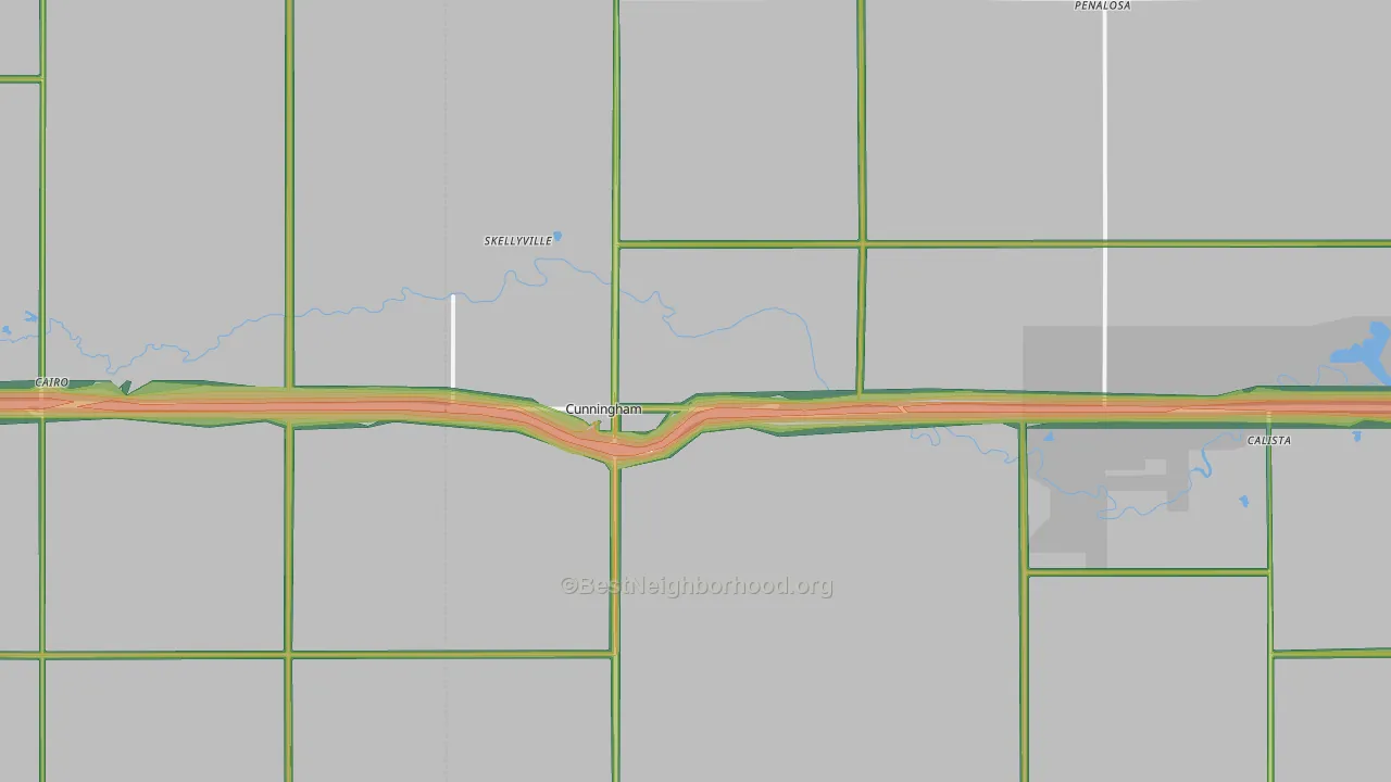 67035, KS Map of Noise Levels in 67035