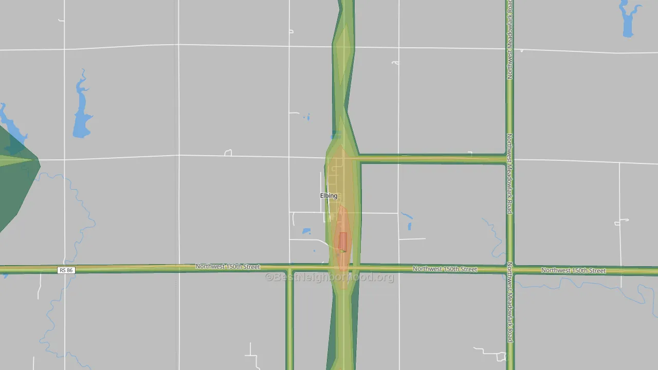 67041, KS Map of Noise Levels in 67041