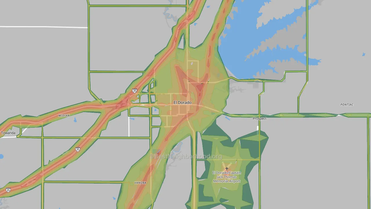 67042, KS Map of Noise Levels in 67042