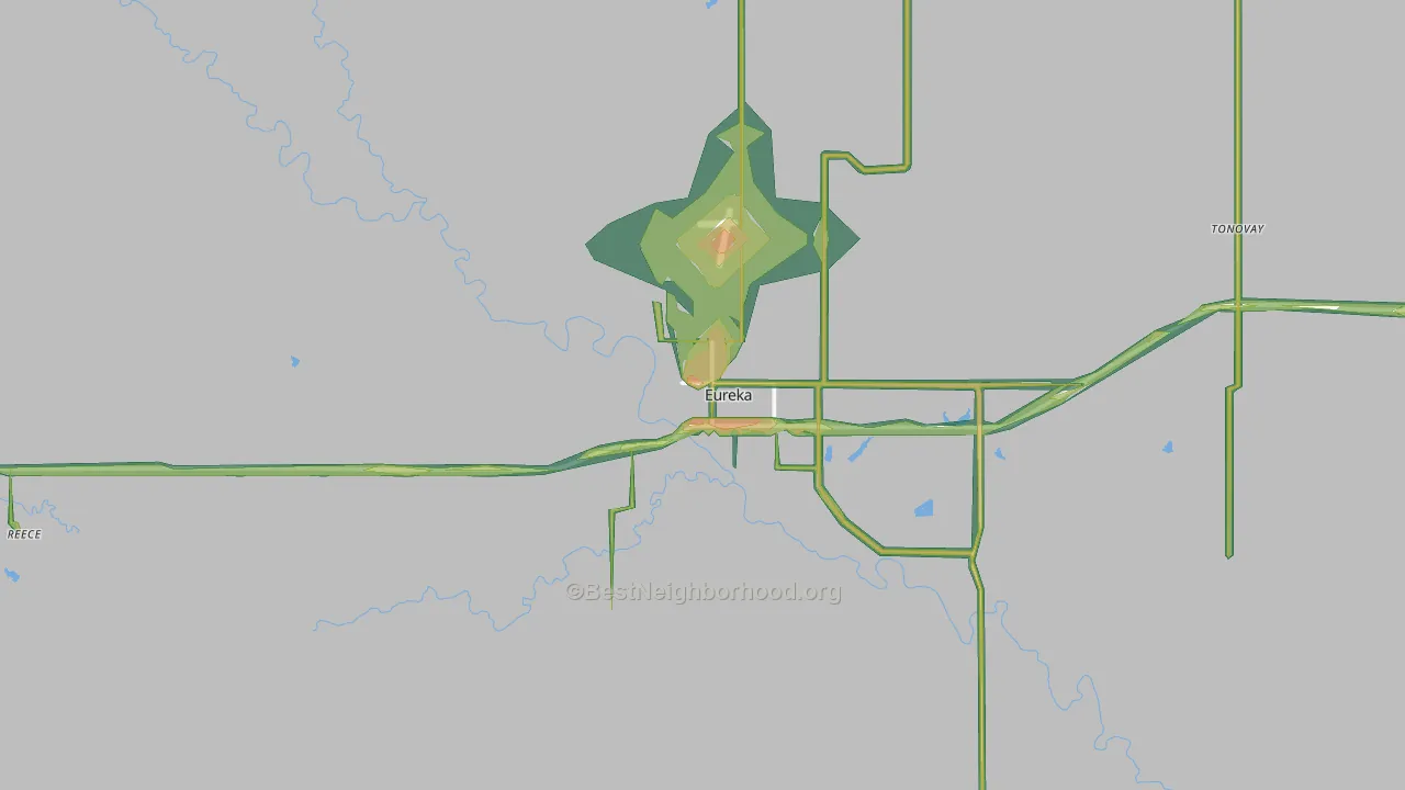 67045, KS Map of Noise Levels in 67045