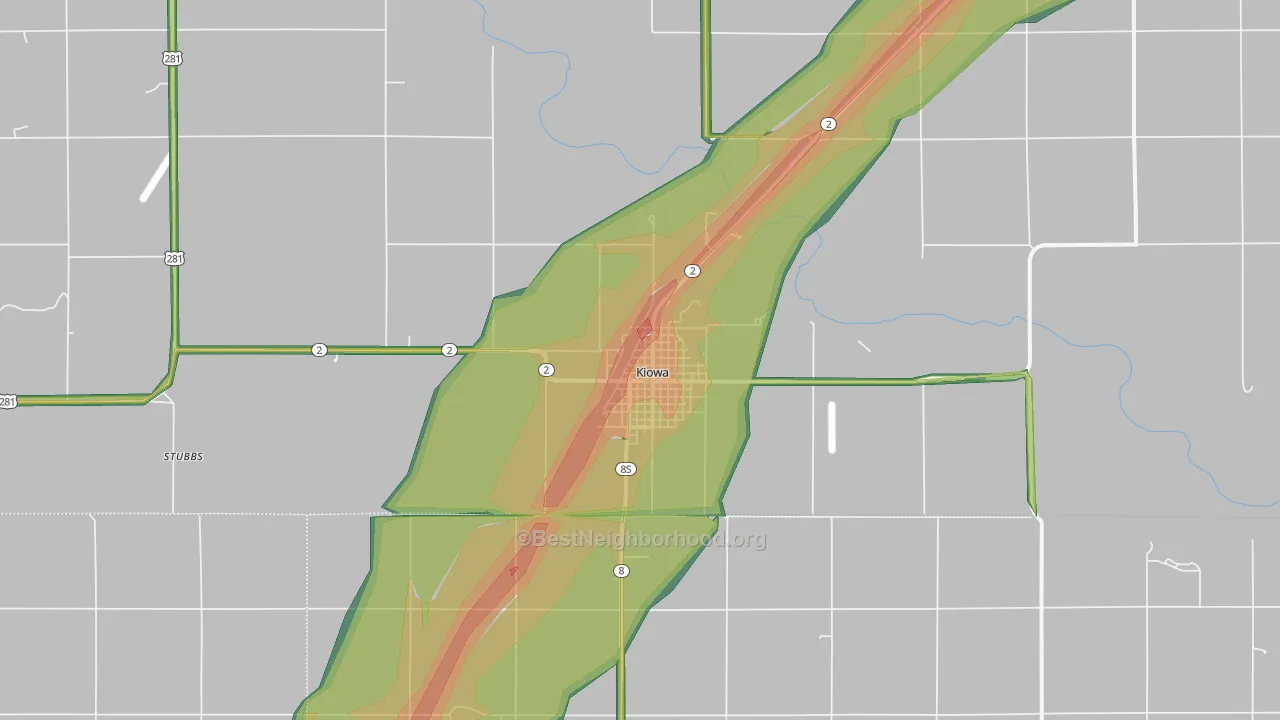 67070, KS Map of Noise Levels in 67070