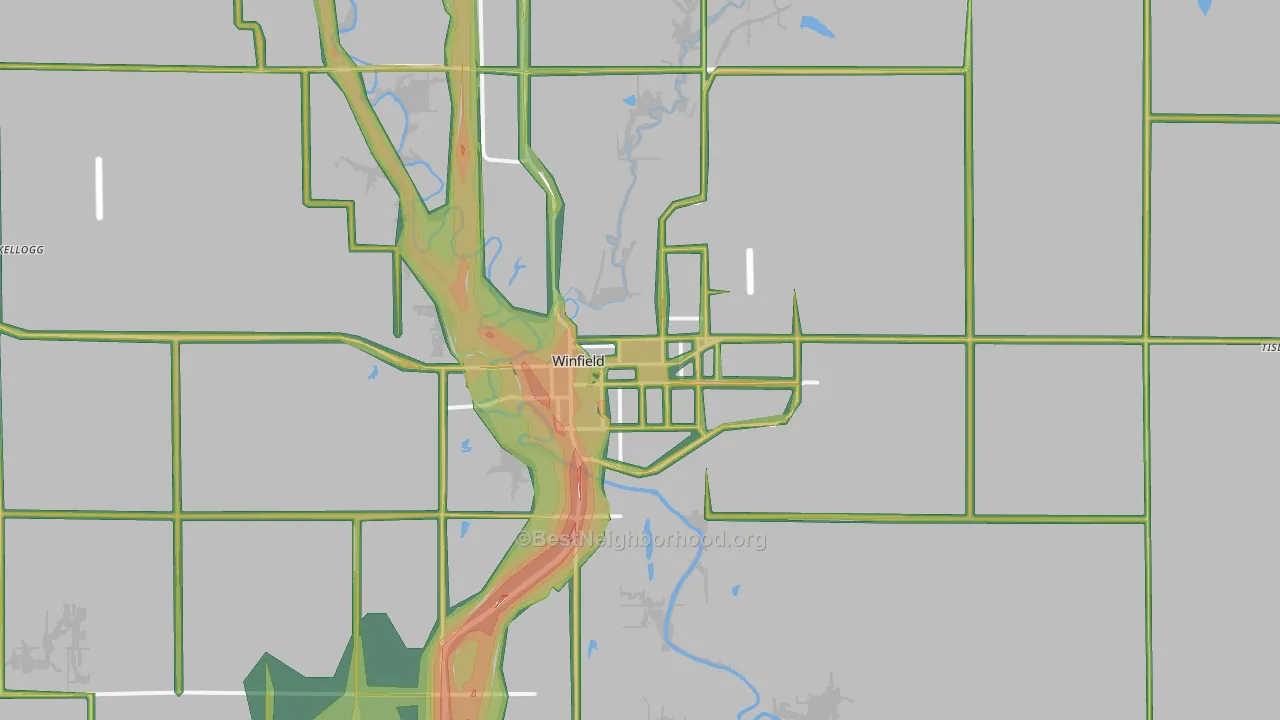 67156, KS Map of Noise Levels in 67156