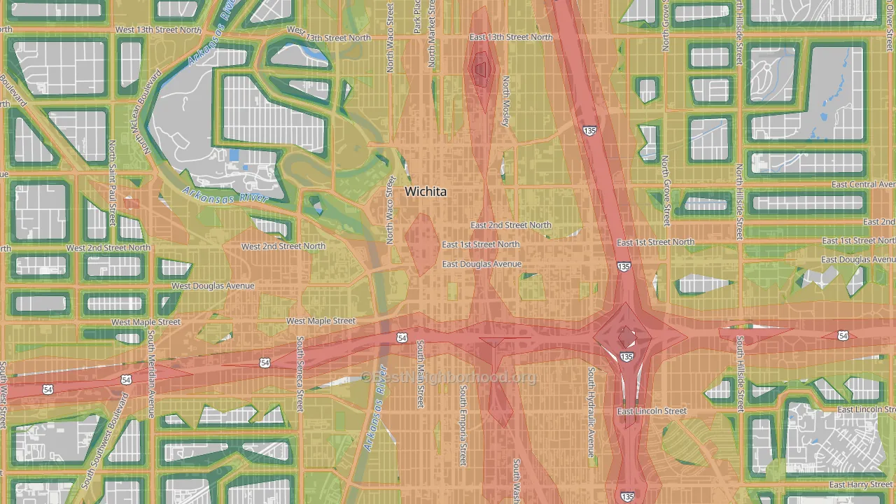 67202, KS Map of Noise Levels in 67202