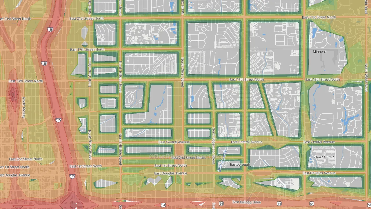 67208, KS Map of Noise Levels in 67208