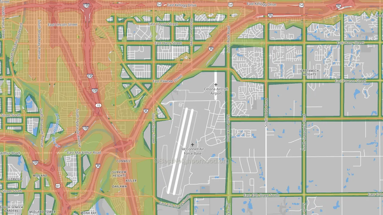 67210, KS Map of Noise Levels in 67210