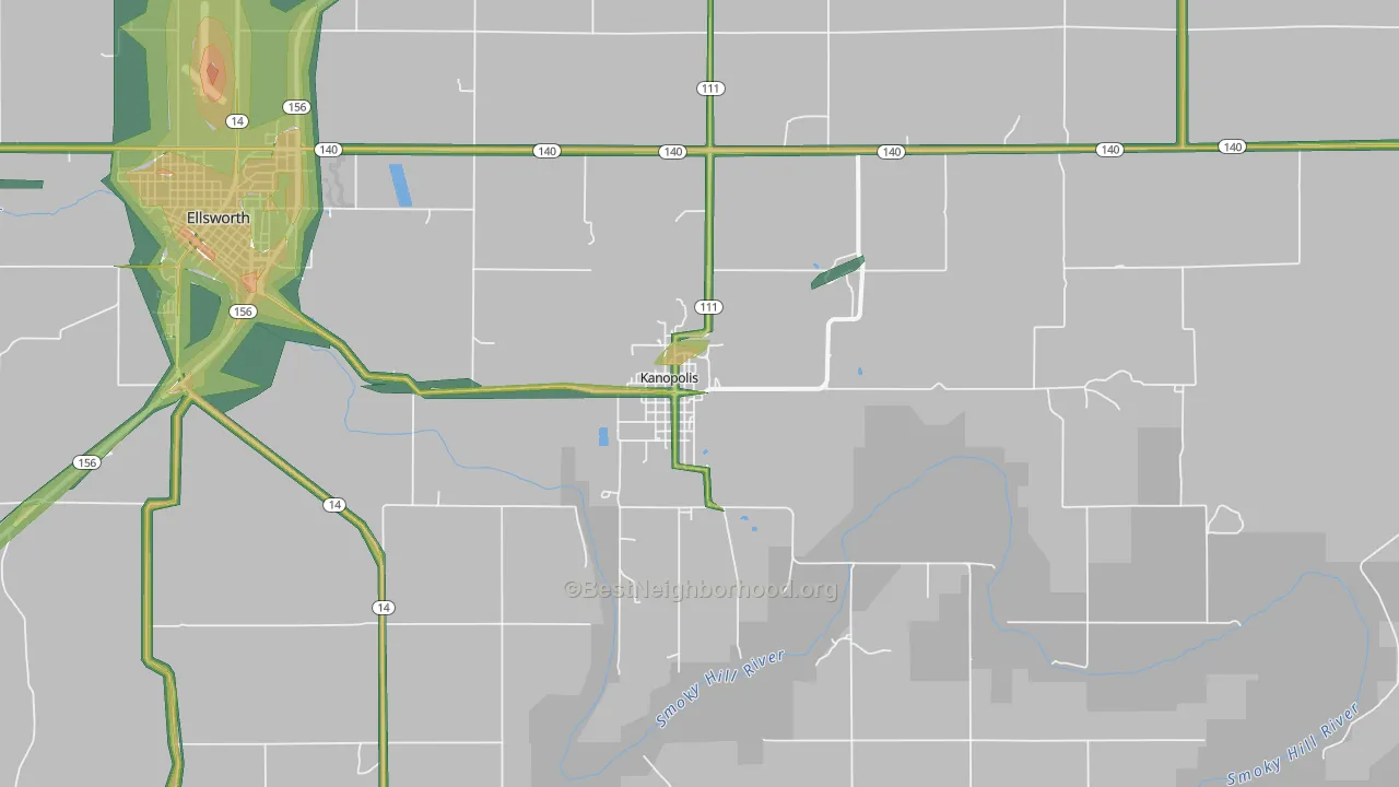 67454, KS Map of Noise Levels in 67454