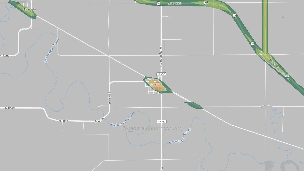 67478, KS Map of Noise Levels in 67478