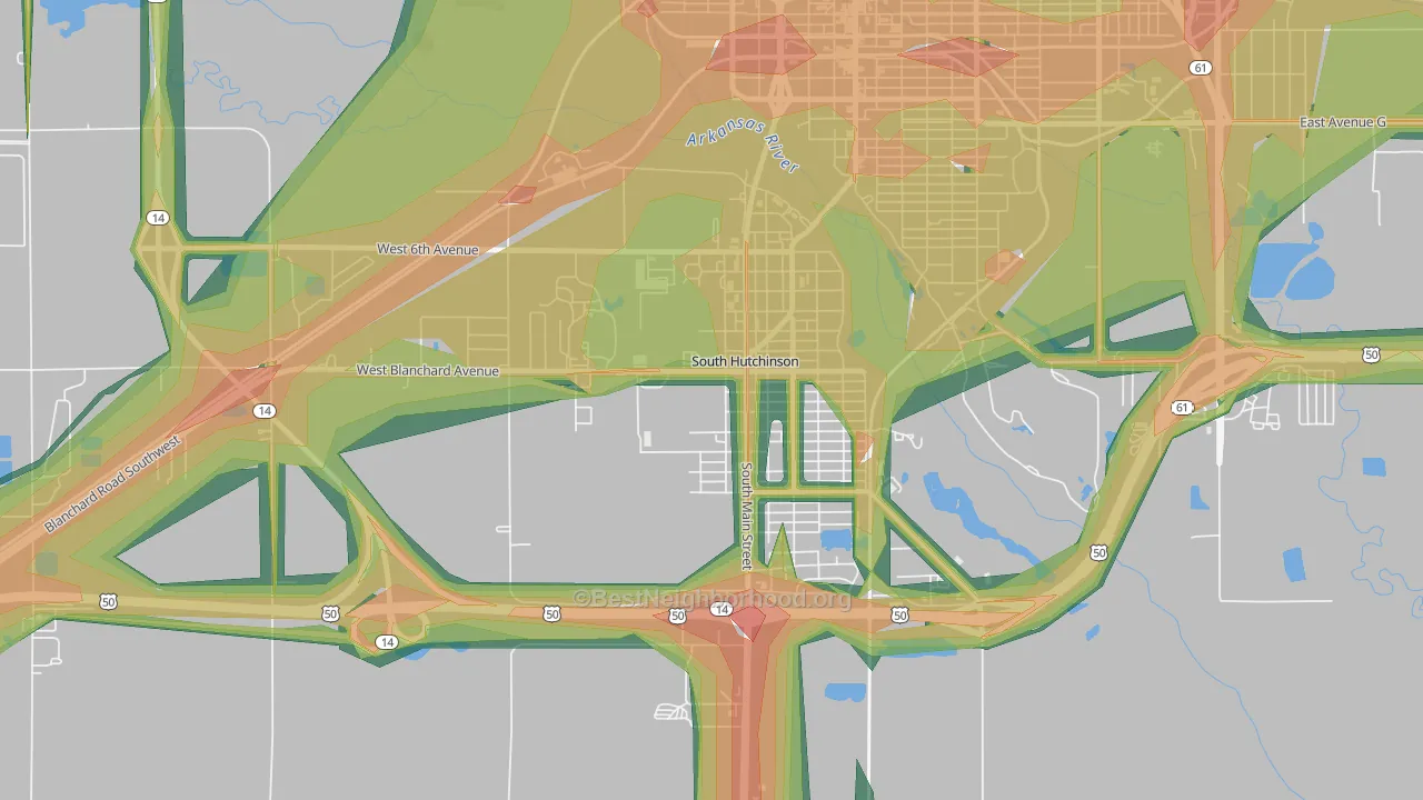 67505, KS Map of Noise Levels in 67505