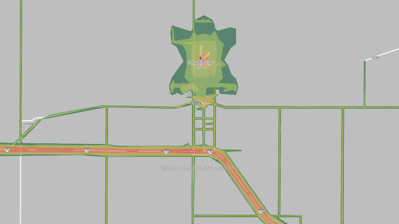 67701, KS Map of Noise Levels in 67701