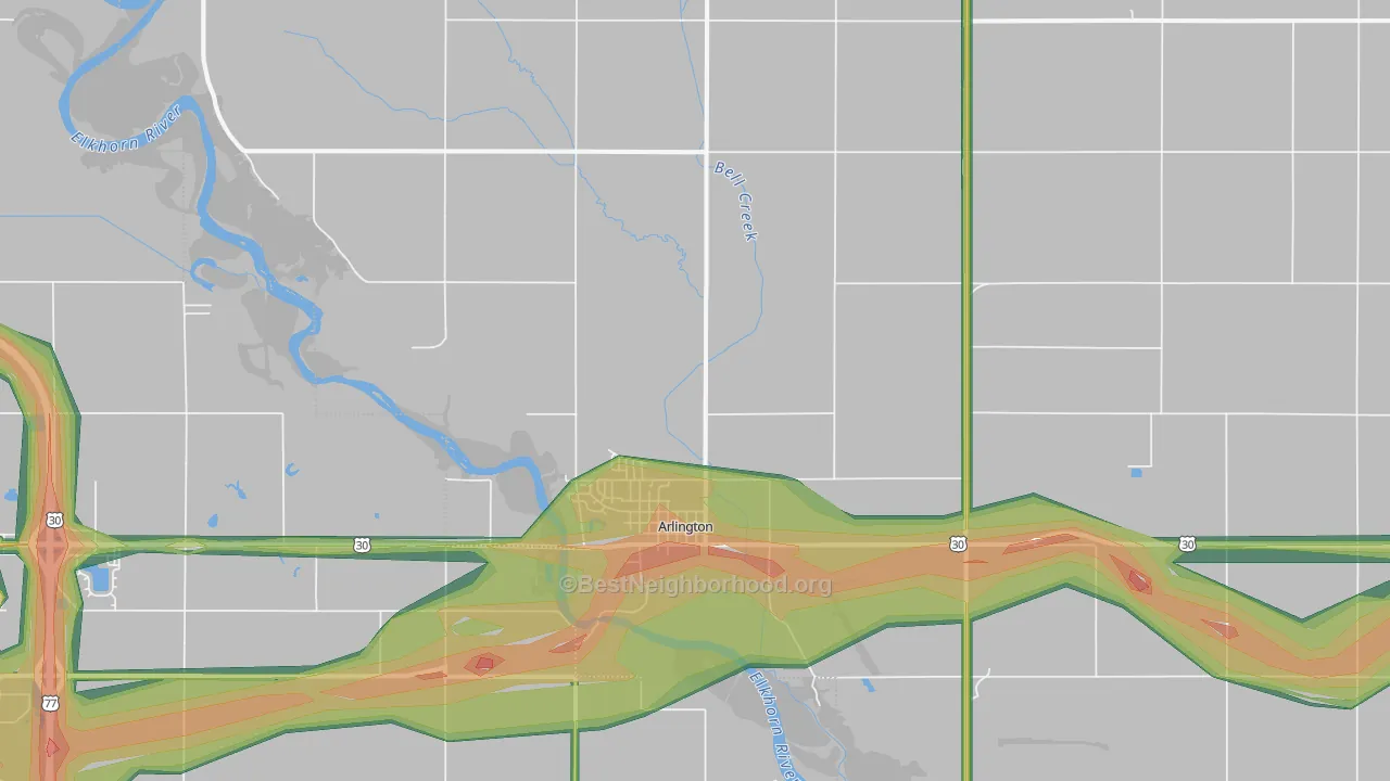 68002, NE Map of Noise Levels in 68002