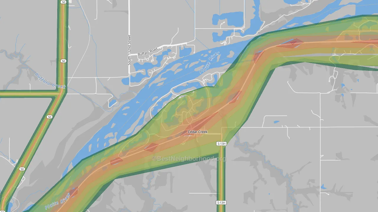 68016, NE Map of Noise Levels in 68016