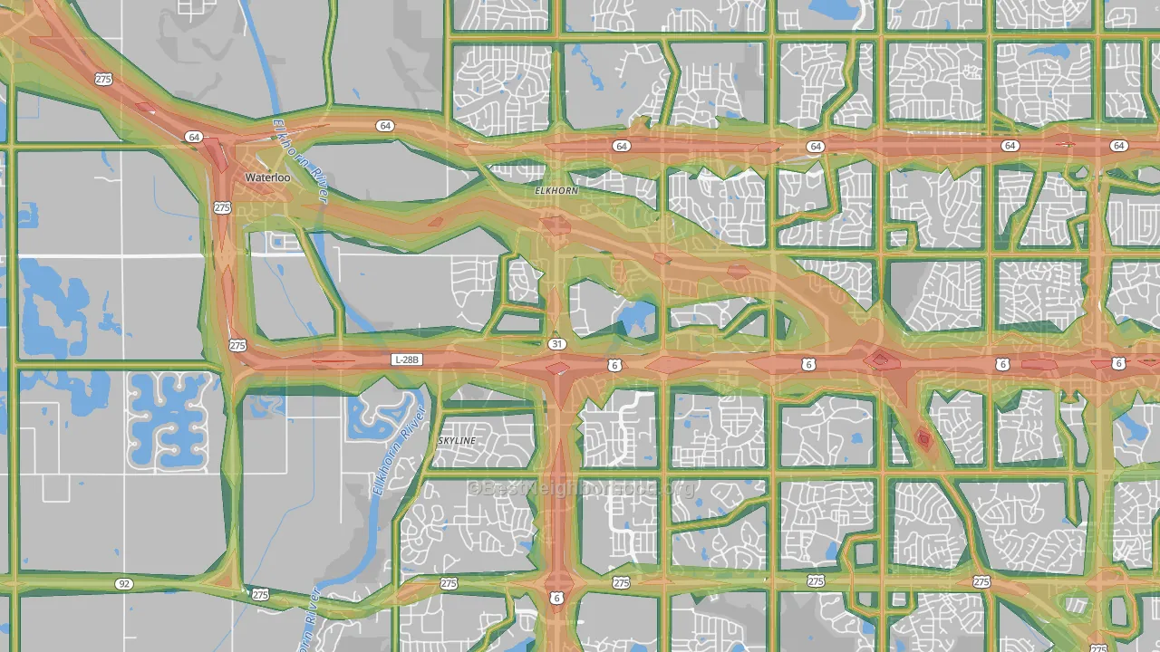 68022, NE Map of Noise Levels in 68022
