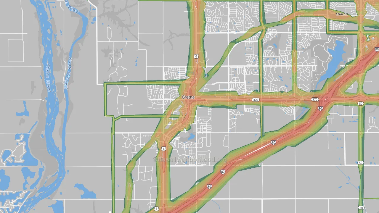 68028, NE Map of Noise Levels in 68028