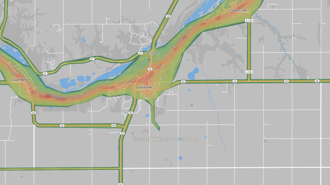 68037, NE Map of Noise Levels in 68037