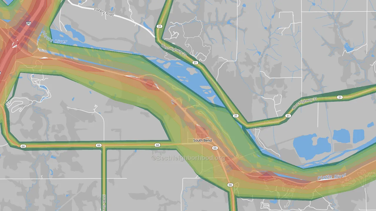 68058, NE Map of Noise Levels in 68058
