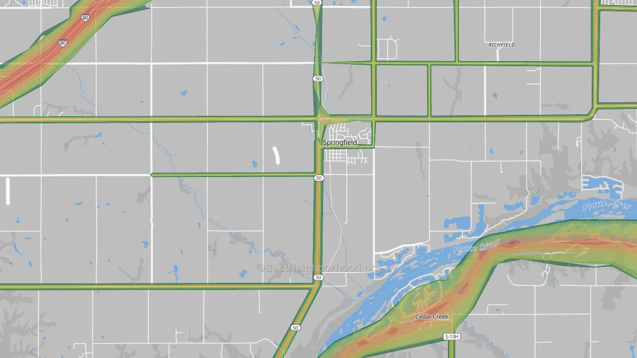 68059, NE Map of Noise Levels in 68059