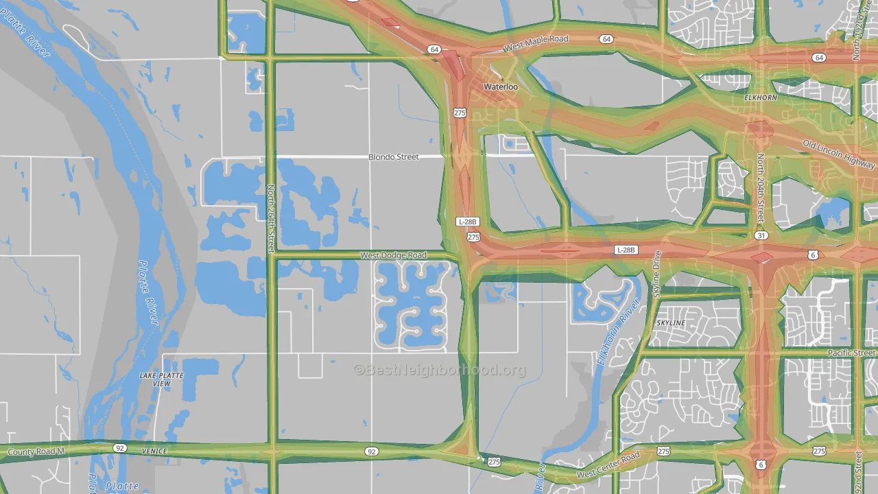 68069, NE Map of Noise Levels in 68069