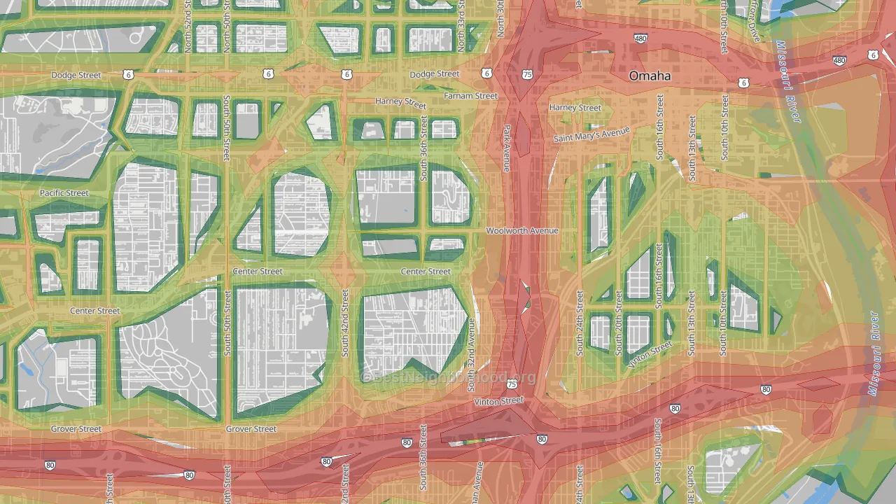 68105, NE Map of Noise Levels in 68105
