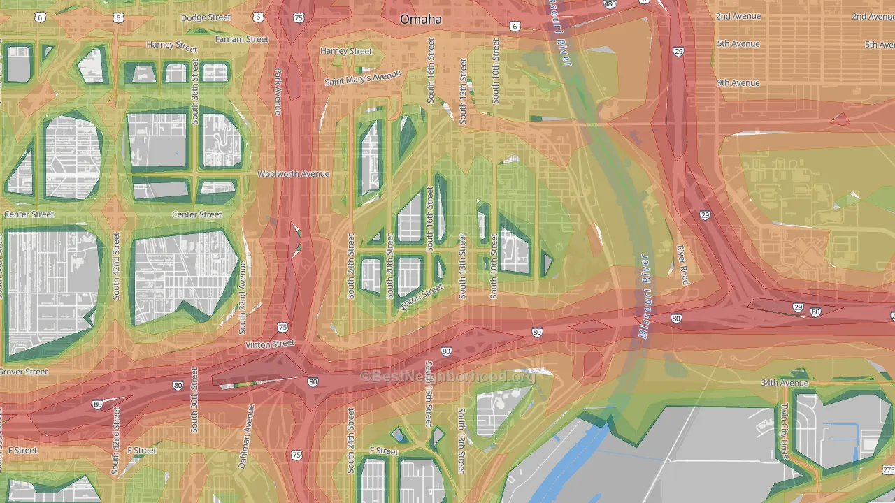 68108, NE Map of Noise Levels in 68108