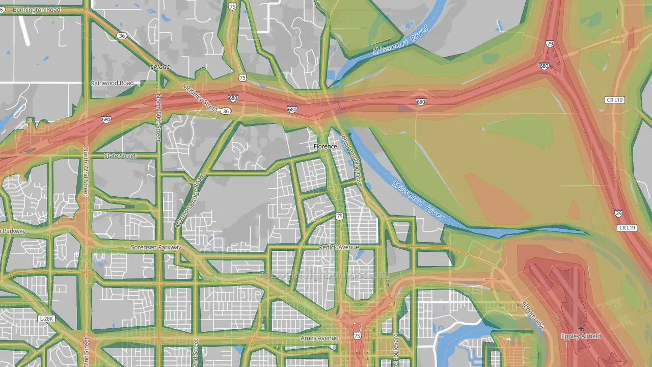 68112, NE Map of Noise Levels in 68112