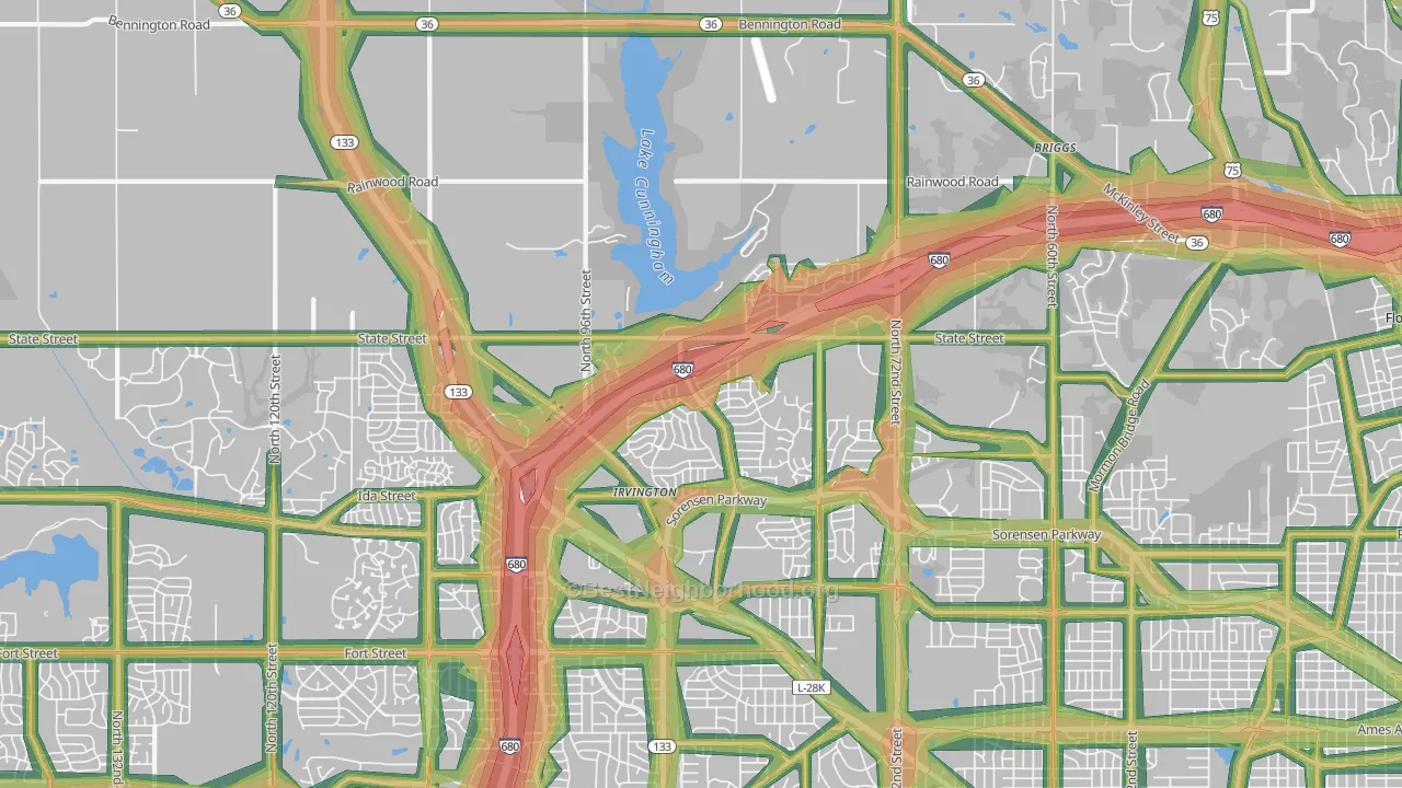 68122, NE Map of Noise Levels in 68122