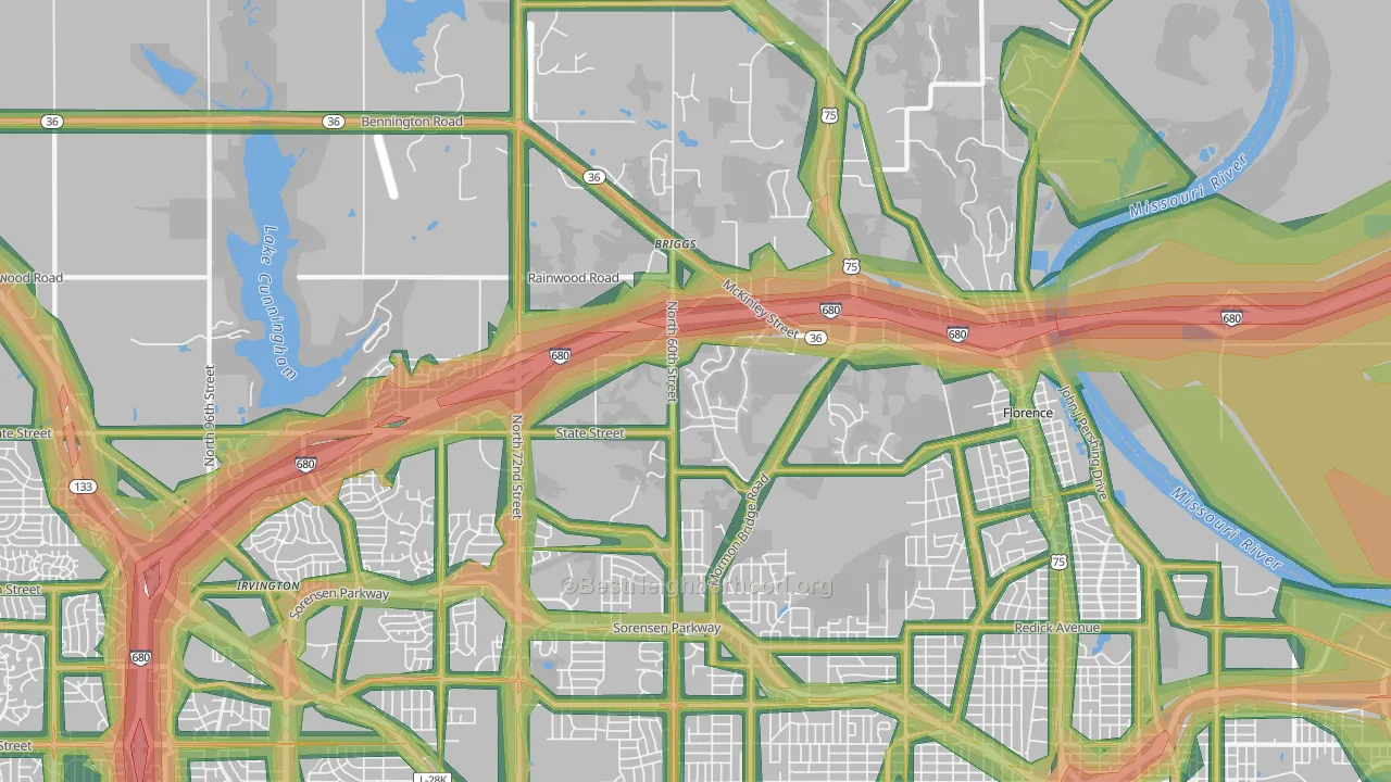 68152, NE Map of Noise Levels in 68152