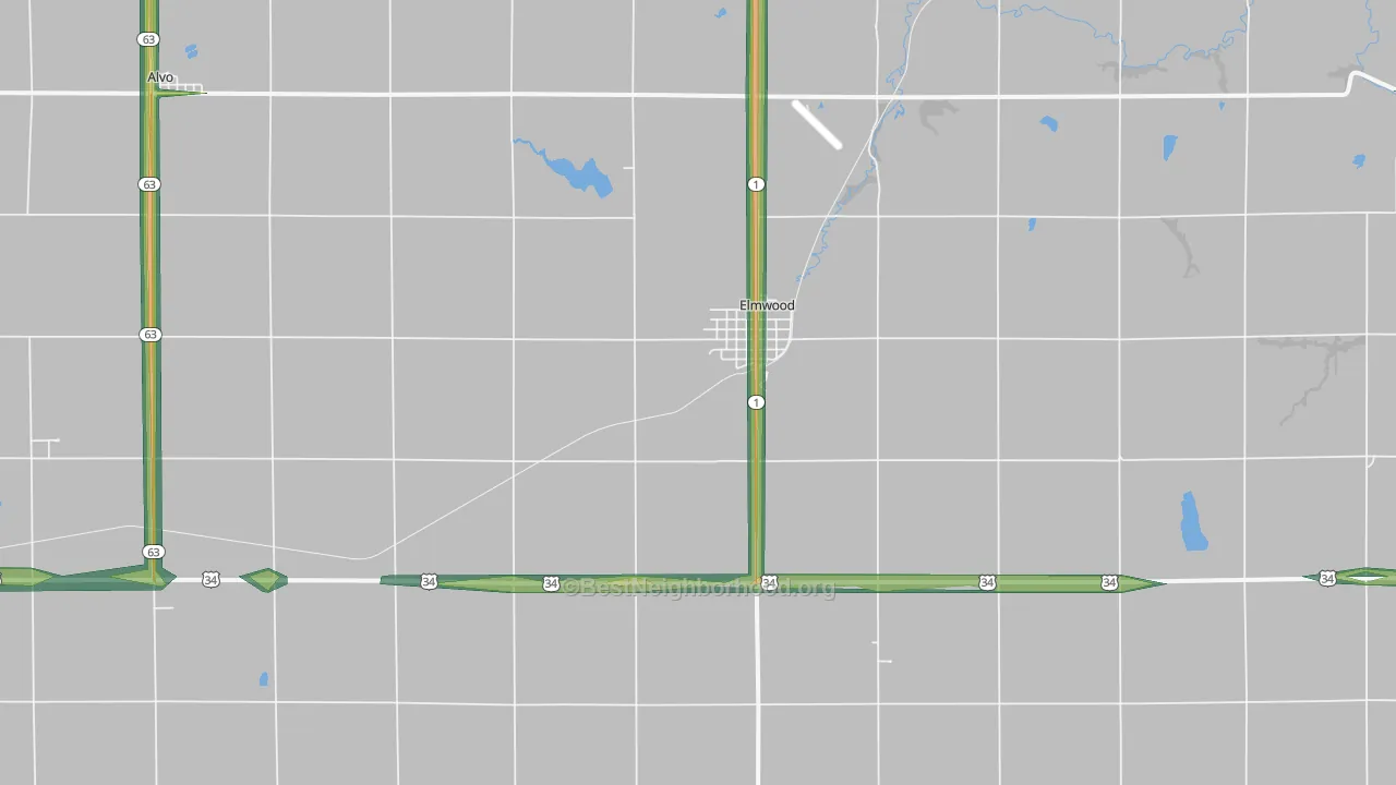68349, NE Map of Noise Levels in 68349