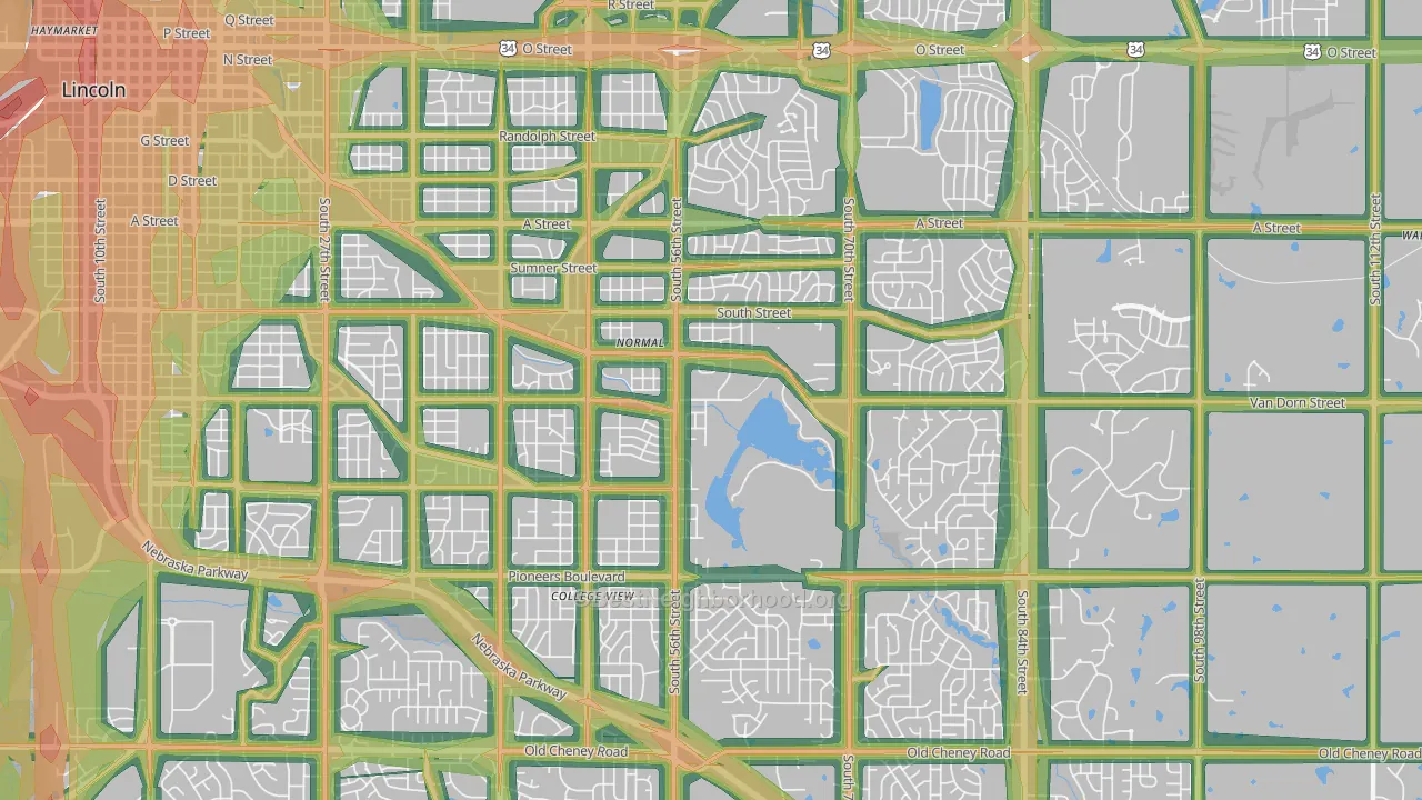68506, NE Map of Noise Levels in 68506
