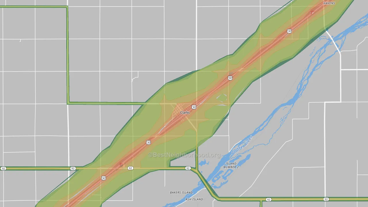 68628, NE Map of Noise Levels in 68628