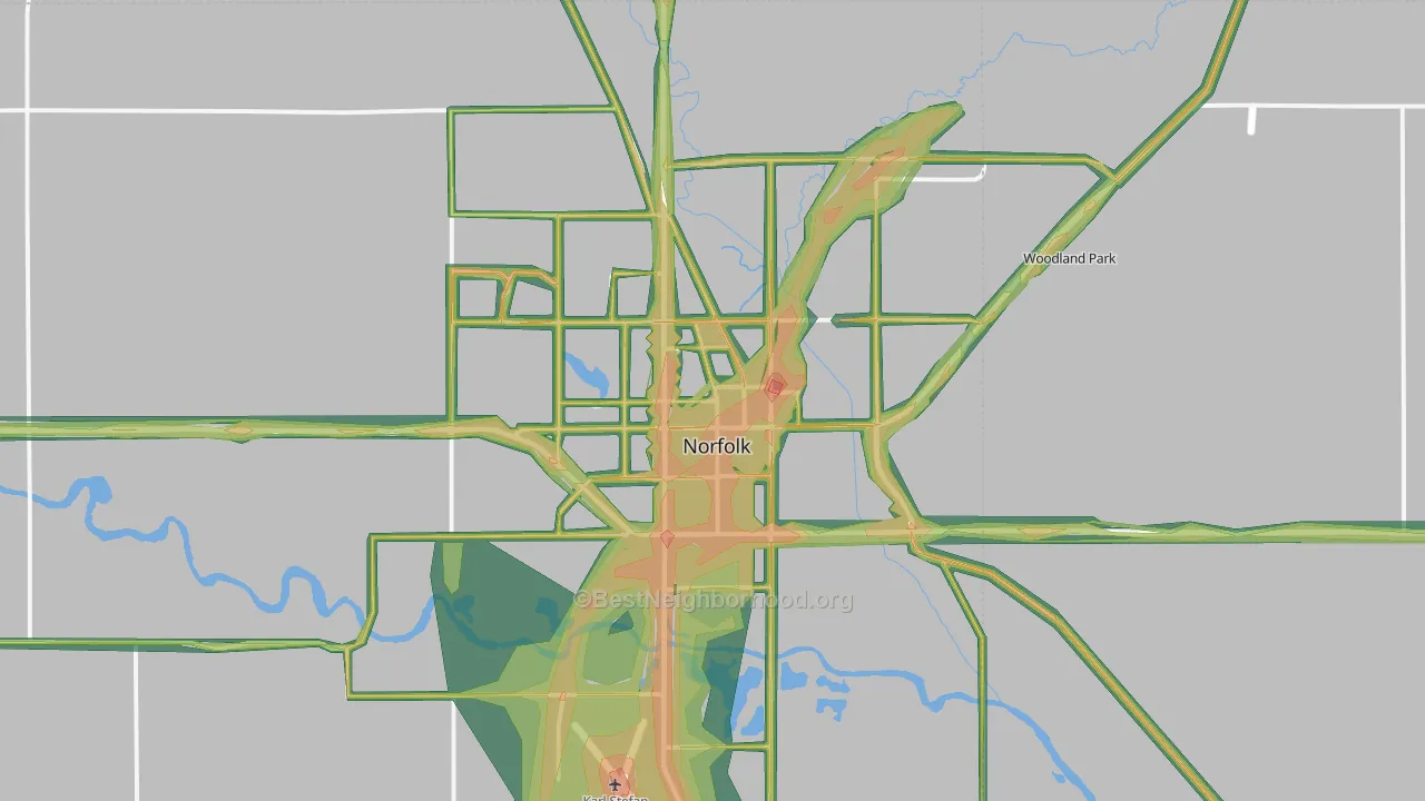 68701, NE Map of Noise Levels in 68701