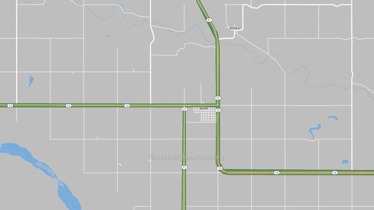 68722, NE Map of Noise Levels in 68722