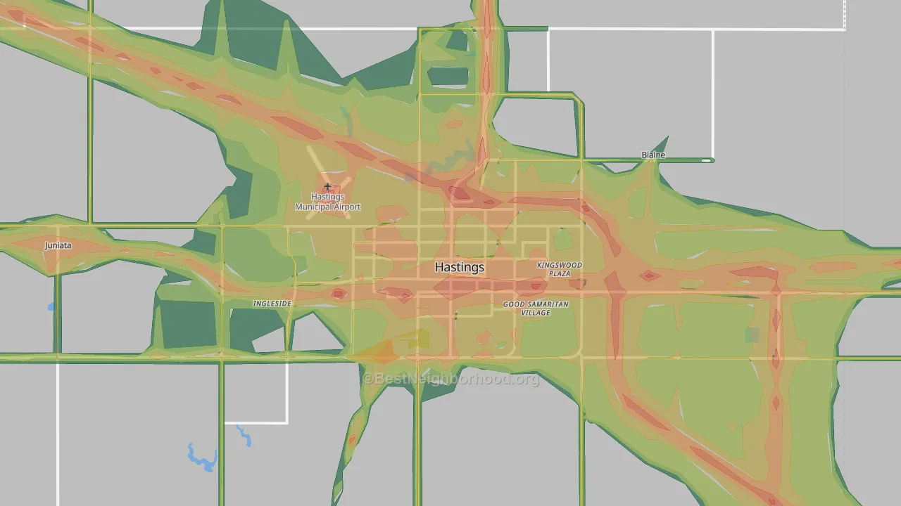 68901, NE Map of Noise Levels in 68901