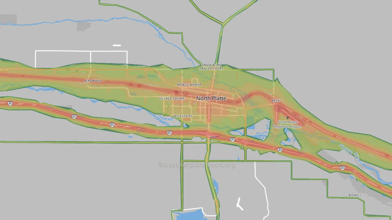 69101, NE Map of Noise Levels in 69101