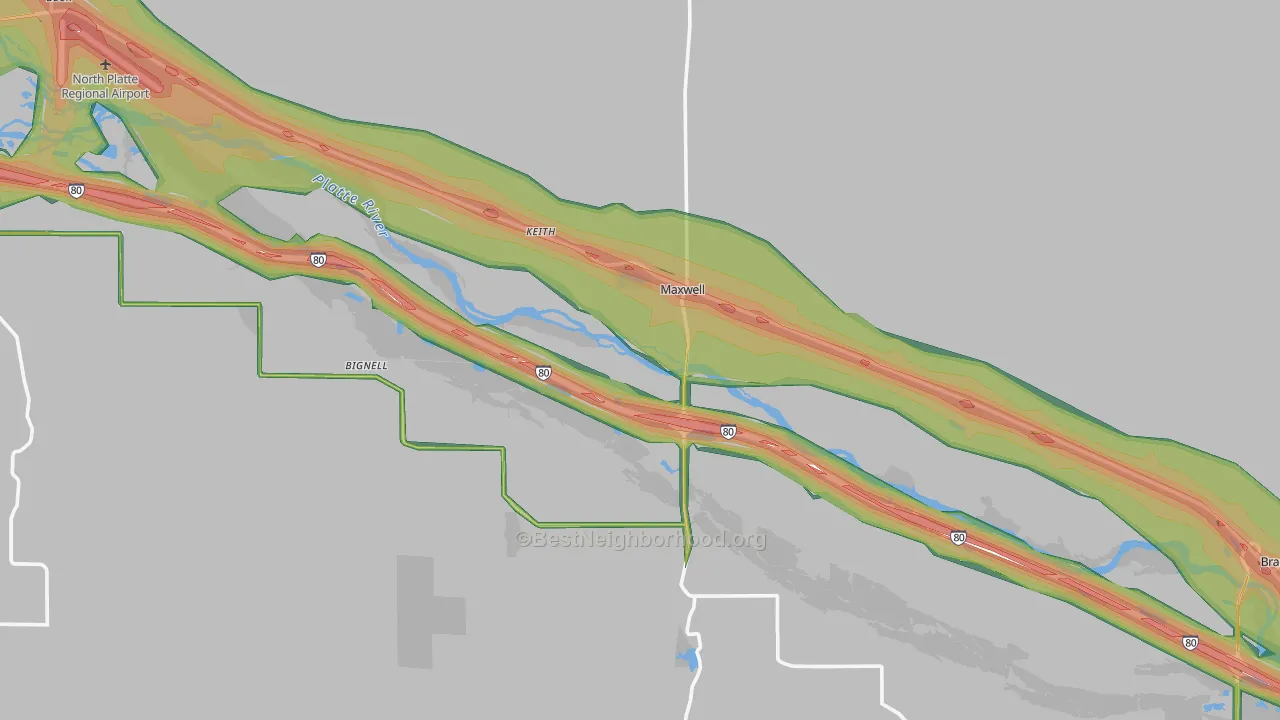69151, NE Map of Noise Levels in 69151