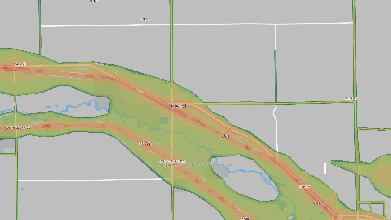 69357, NE Map of Noise Levels in 69357
