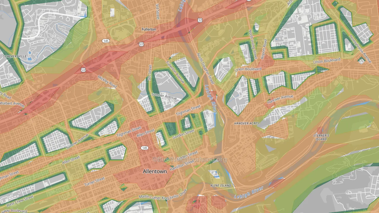 6th Ward, Allentown, PA Map of Noise Levels in 6th Ward