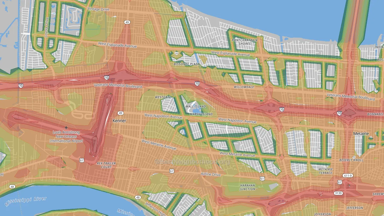 70003, LA Map of Noise Levels in 70003