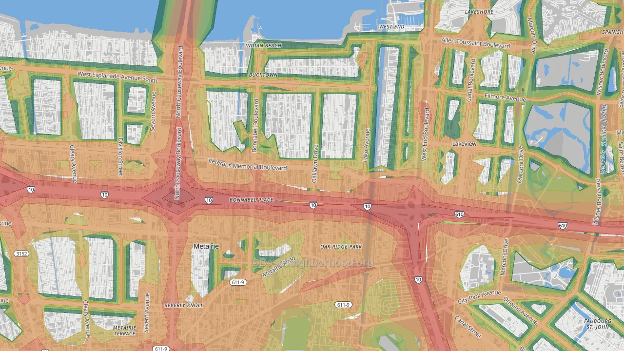 70005, LA Map of Noise Levels in 70005