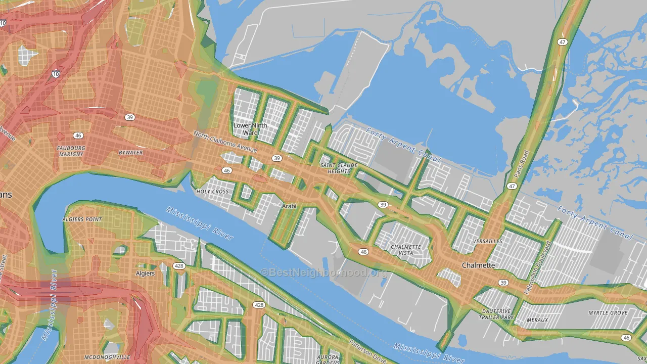 70032, LA Map of Noise Levels in 70032