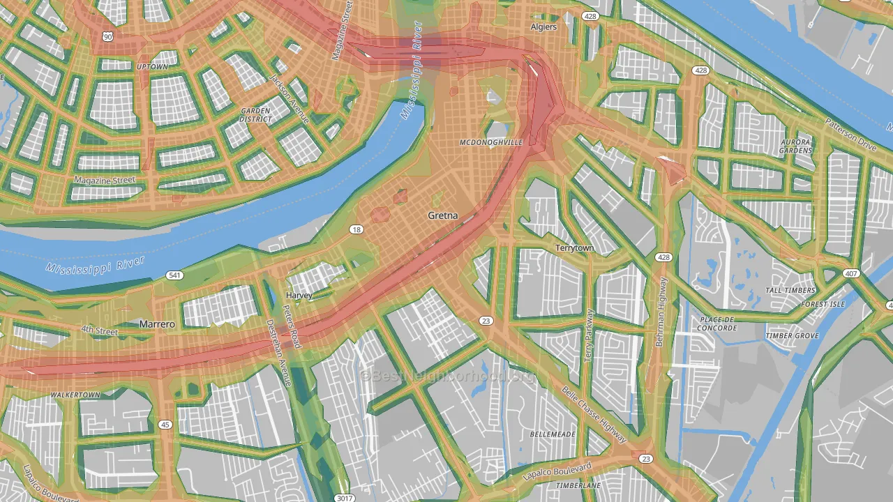 70053, LA Map of Noise Levels in 70053