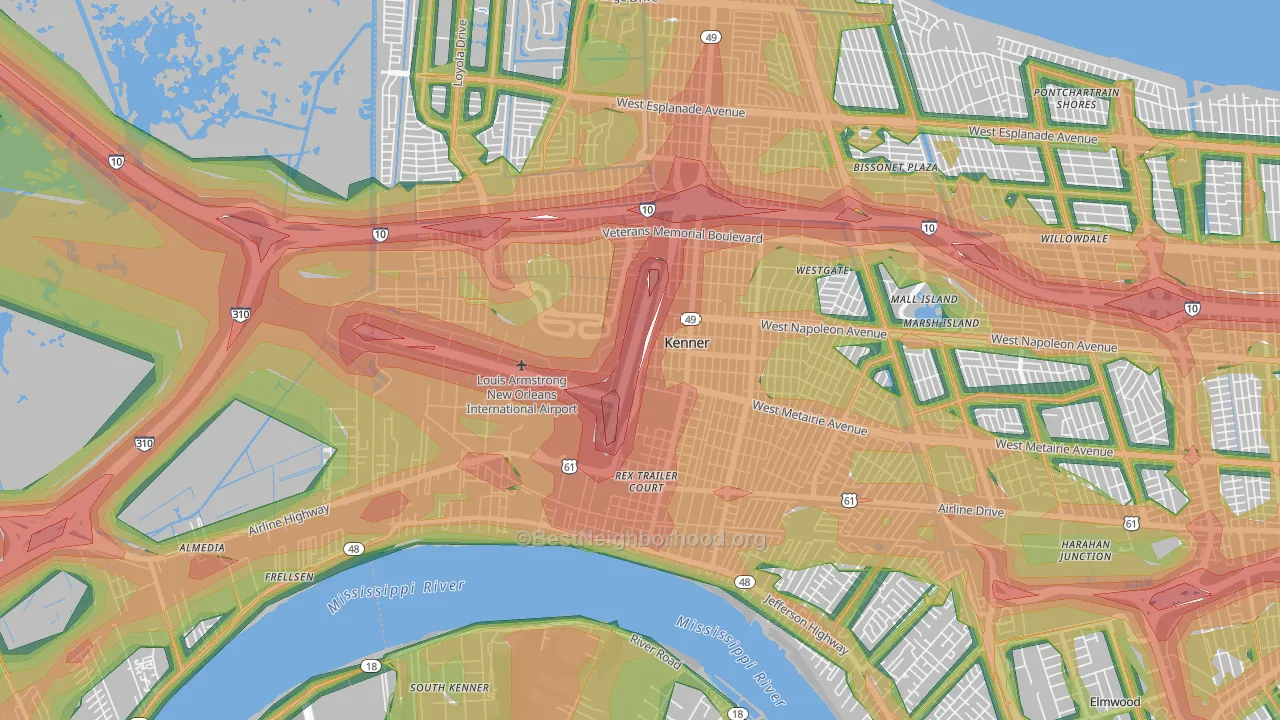 70062, LA Map of Noise Levels in 70062