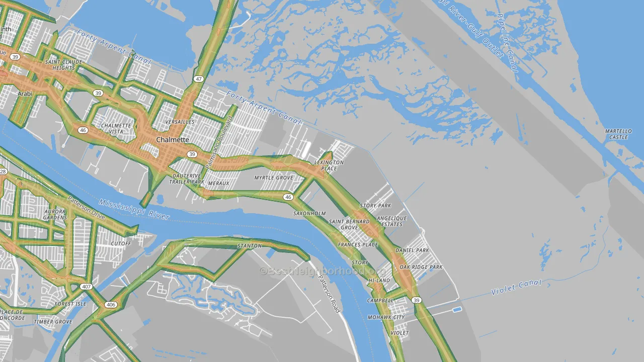 70075, LA Map of Noise Levels in 70075