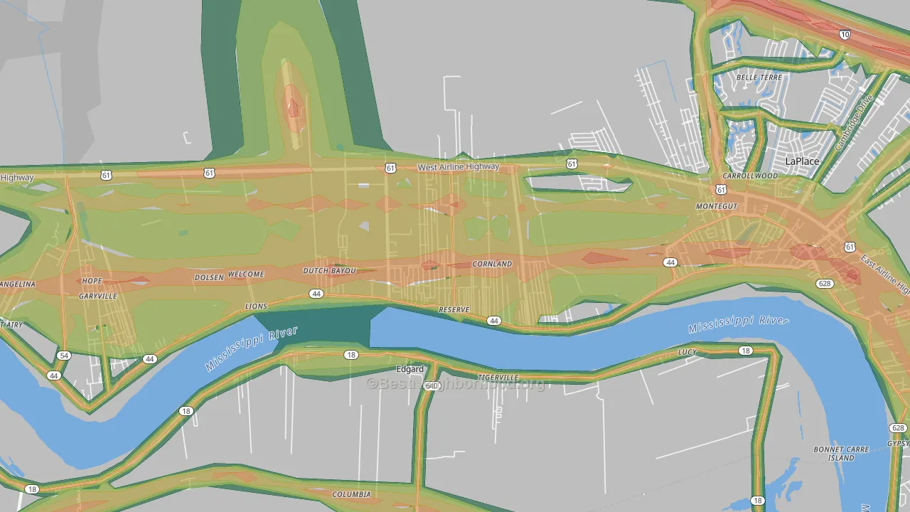70084, LA Map of Noise Levels in 70084