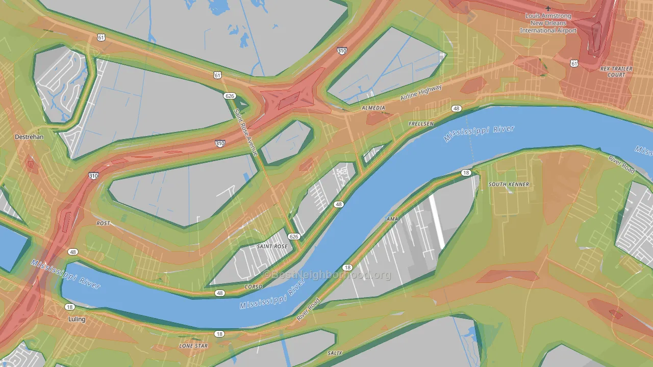 70087, LA Map of Noise Levels in 70087