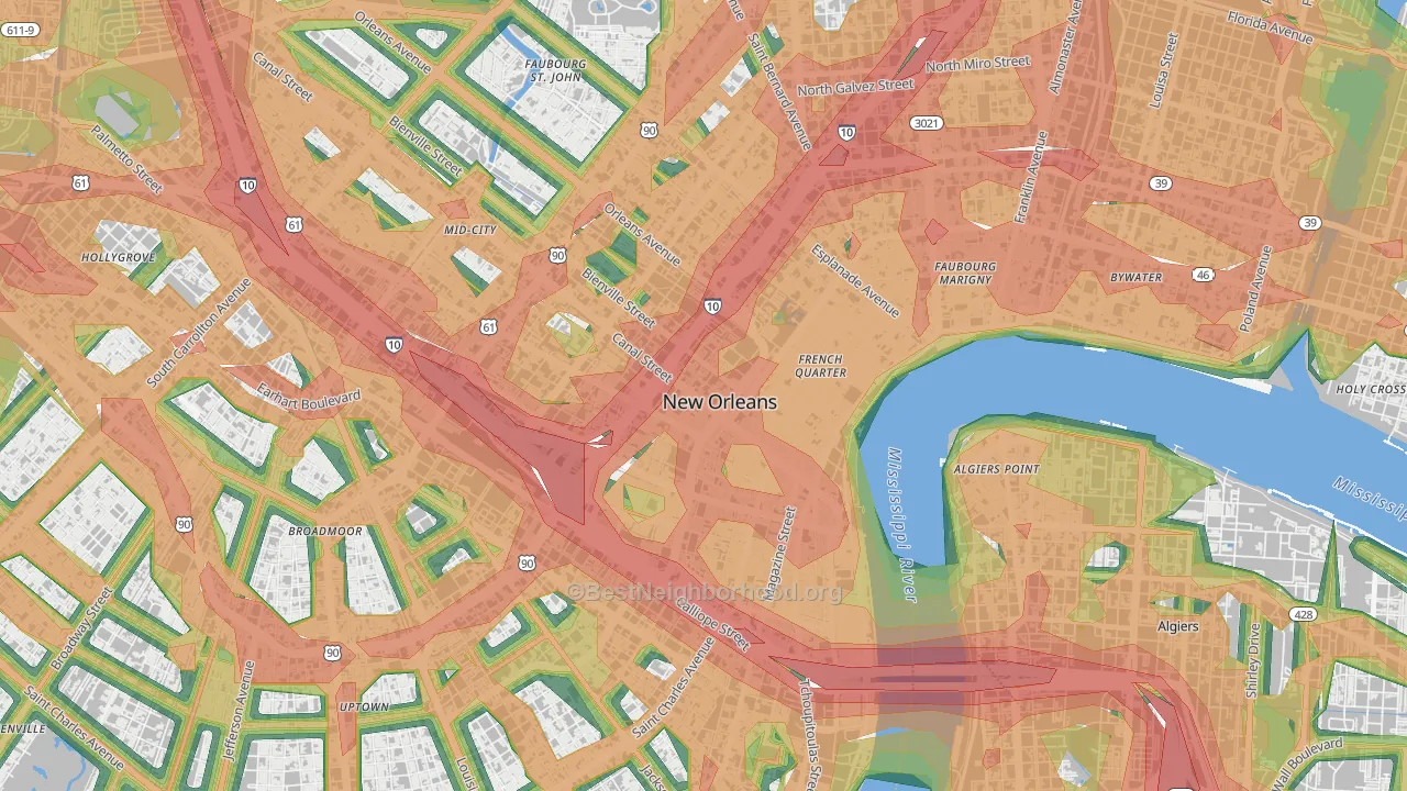70112, LA Map of Noise Levels in 70112
